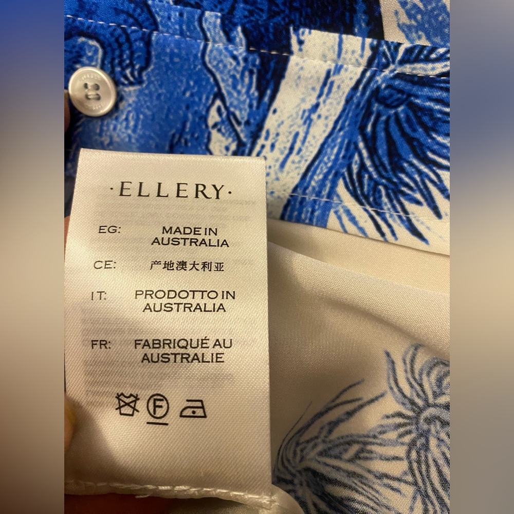 Ellery silk Blue and White Dinosaur Print Shirt - Picture 13 of 16